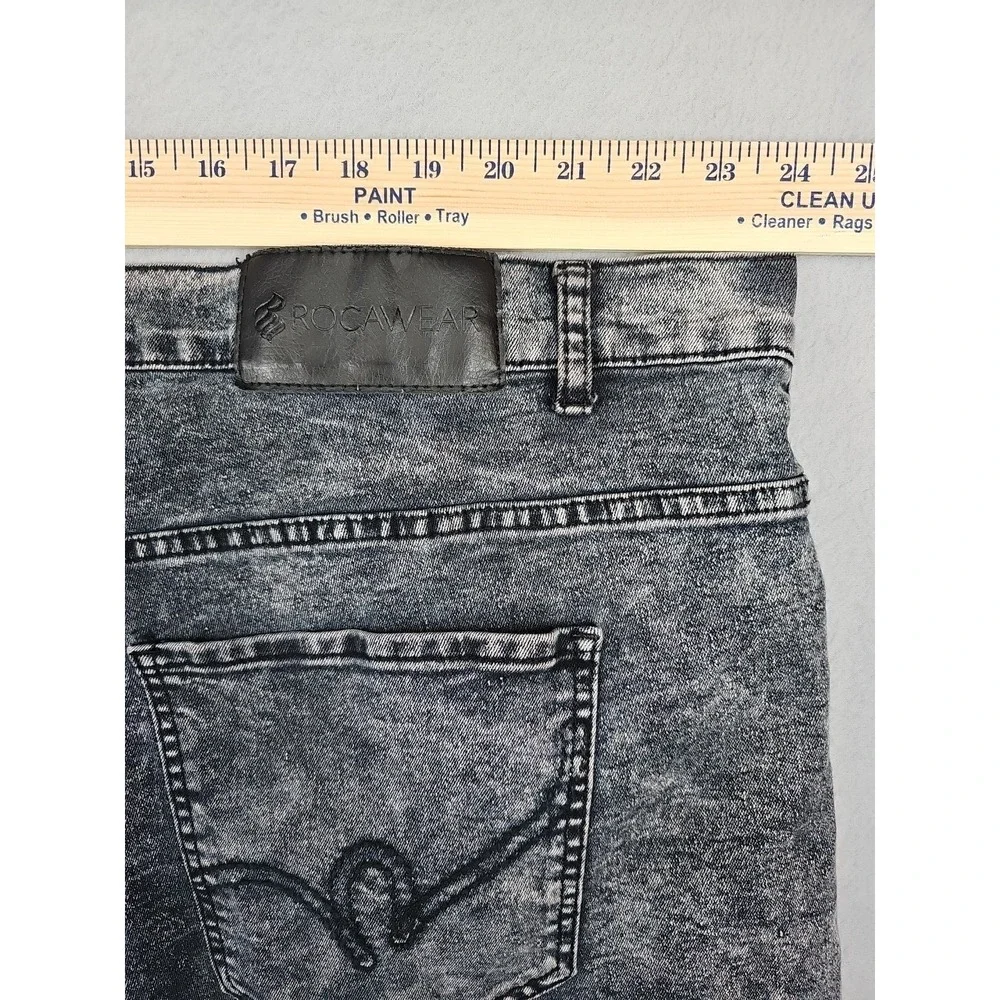 Rocawear Jean Shorts Men's 48 Distressed Black Cut Off Baggy Denim Y2K Grunge